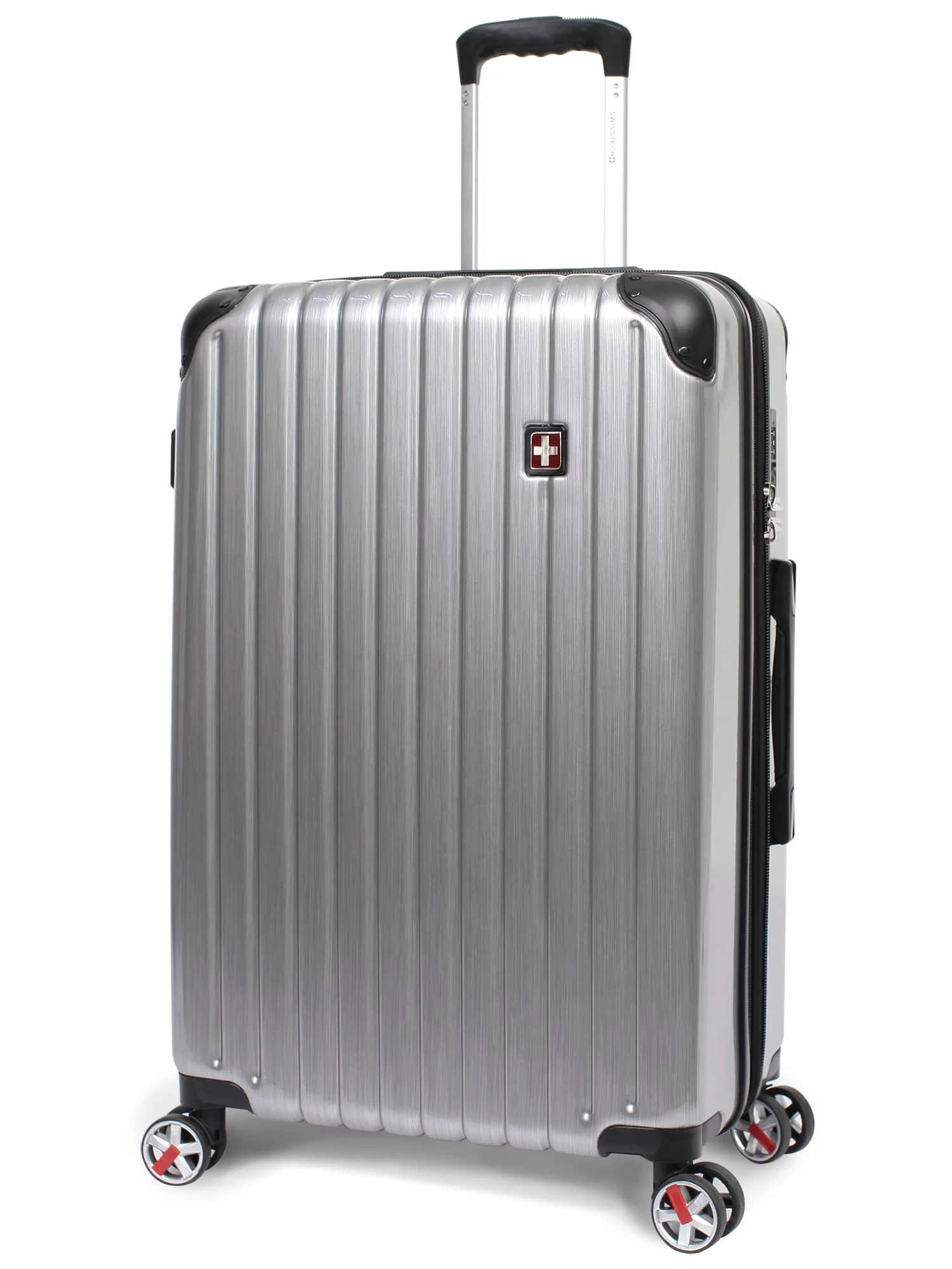 002b4fec-ea0a-4597-b45b-1aa66b520f27_1.fa238965223e34bf75b7b0322ca39ba9 SwissTech Exhibition Polycarbonate Hard Side Check Luggage Silver - Image 1