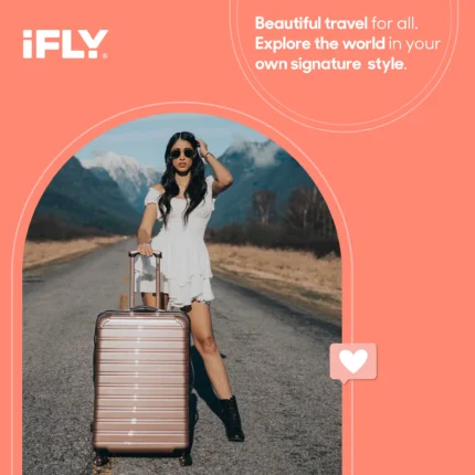 iFLY Hard Sided Fibertech Printed Luggage, Rose Gold  Image of 5 430x430