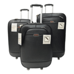 Burbros Leatherite Series 3 pc Set Luggage Trolley Black - Image 2