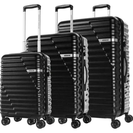 Upgrade your travel gear with the American Tourister Skybridge 3-piece luggage set. Featuring Duosaf™ zipper, TSA lock, double spinner wheels & smart packing system for stress-free travel.