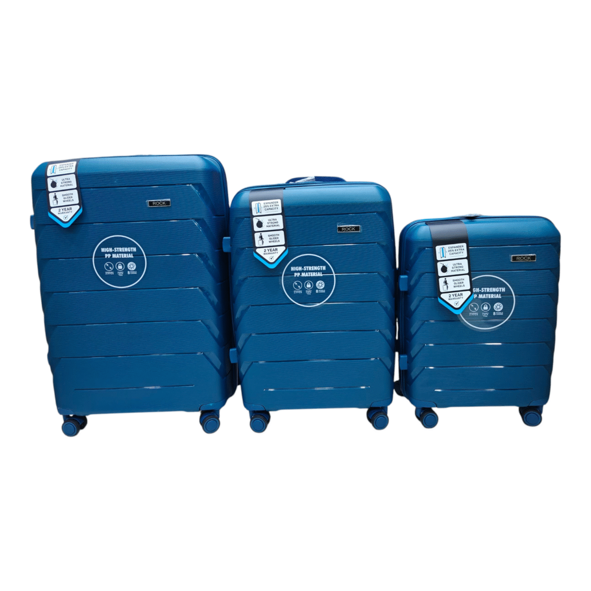 Discover the Rock Armor Series luggage in Pakistan – unbreakable polypropylene body, TSA lock, anti-theft zippers, expandable design, 360° wheels, premium interior, and 3-year warranty for secure, stylish travel.