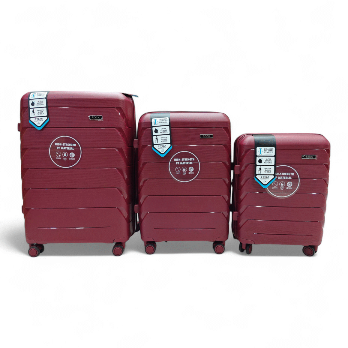 Discover the Rock Armor Series luggage in Pakistan – unbreakable polypropylene body, TSA lock, anti-theft zippers, expandable design, 360° wheels, premium interior, and 3-year warranty for secure, stylish travel.