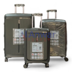 ICarry Toledo Series 3 piece premium luggage set in broad sizes showing small, medium, and large suitcases.