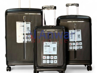 ICarry Toledo Series 3 piece premium luggage set in broad sizes showing small, medium, and large suitcases.