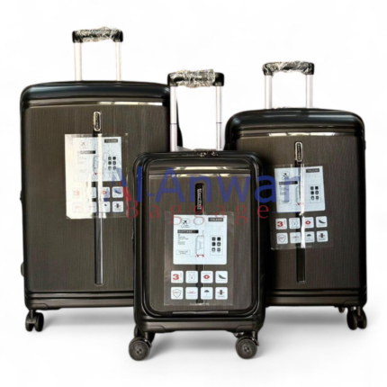 ICarry Toledo Series 3 piece premium luggage set in broad sizes showing small, medium, and large suitcases.
